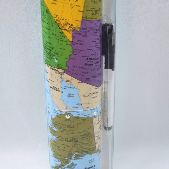 Dry Erase United States Map Peel & Stick w/ Marker 17.5x23.5" Home School Office - Picture 3 of 5
